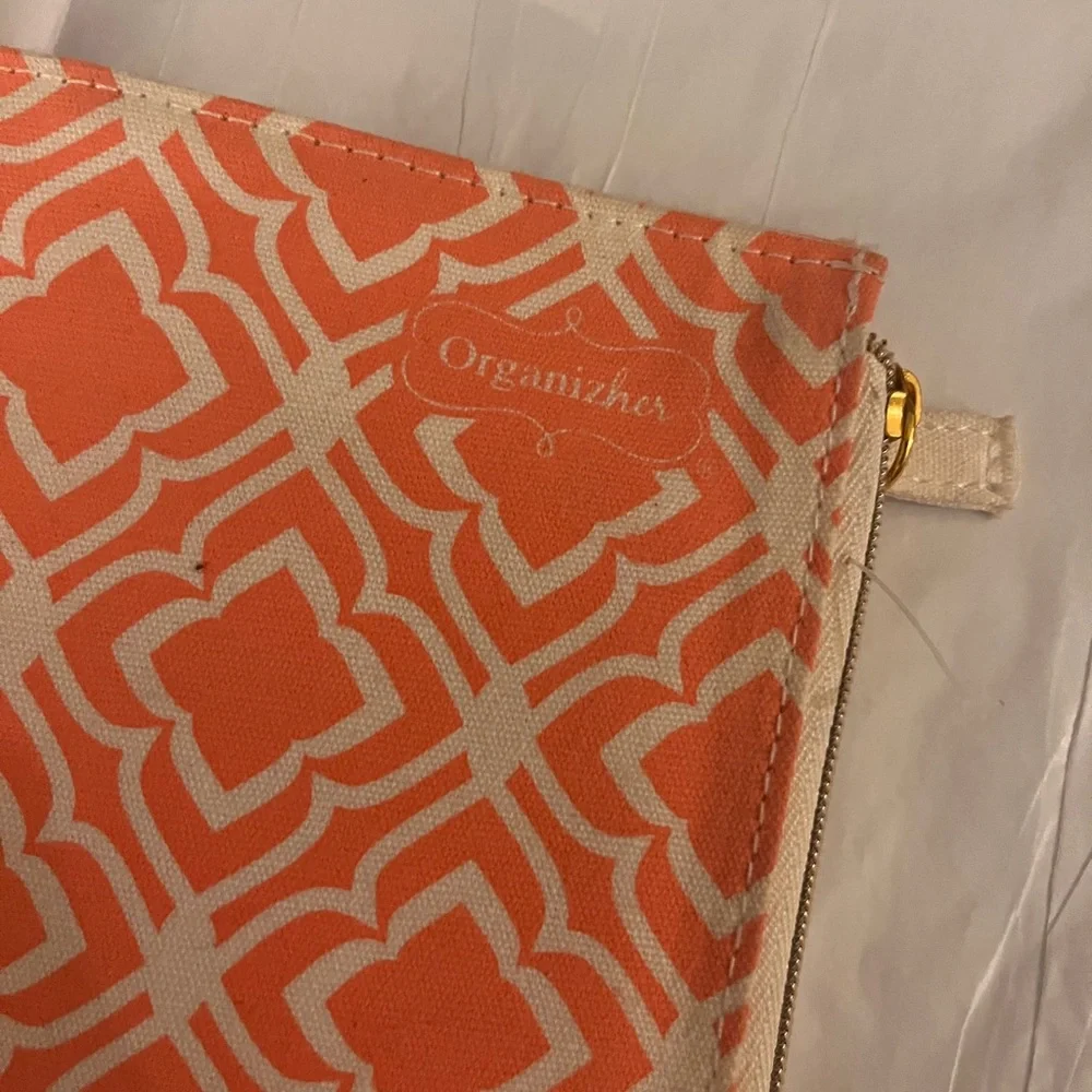 Orange Geometric Design Pencil Case/ journal or planner cover with zipper